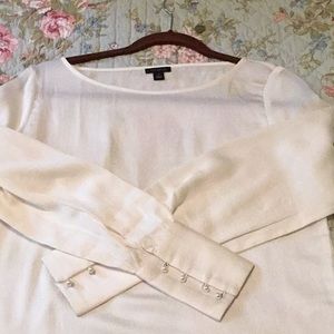 Ann Taylor beautiful blouse pearl cuffs